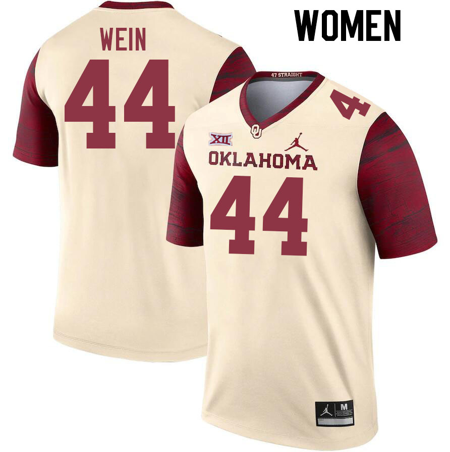 Women #44 Taylor Wein Oklahoma Sooners College Football Jerseys Stitched-Cream